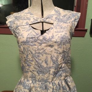 Cute Bernie Dexter Fit-and-flare Blue Toile Dress